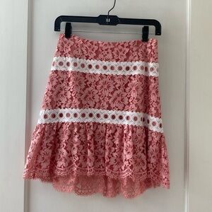 Sandro pink/white lace mini skirt. NWT size 1.